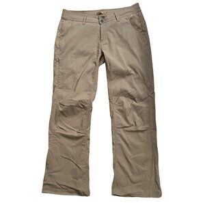 Prana tan women's outdoor, lightweight hiking pants sz10, flat front, adjustable